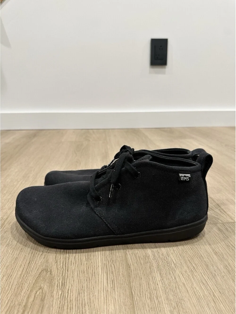 Lems Men Chukka Canvas Vegan Barefoot Shoes Size 12.5 Black Minimalist Gorpcore